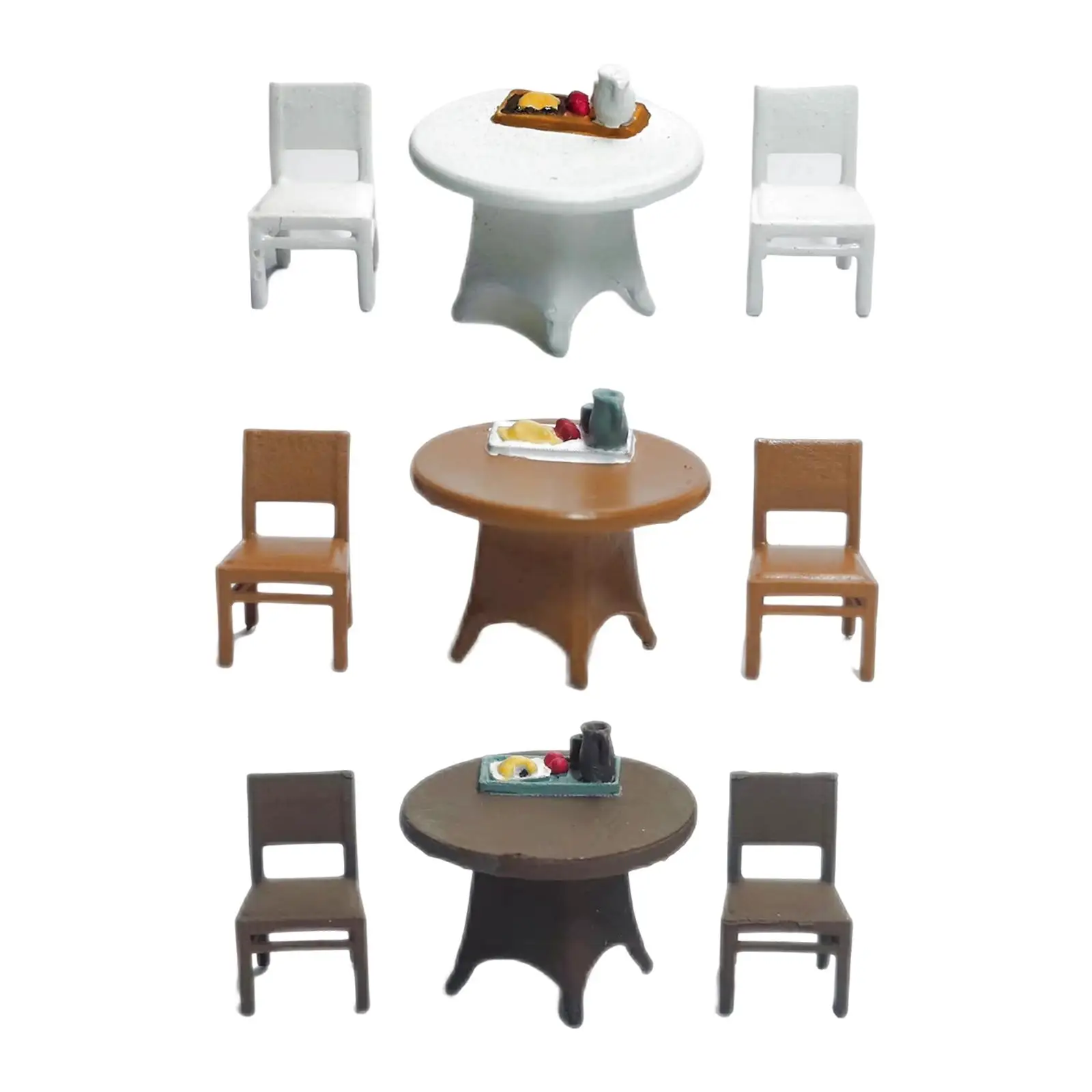 3 предмет, ръчно рисувани, модел на маса и стол 1/64 с тава за хранене, влакове, архитектурно оформление от пясък, за украса на масата в миниатюра