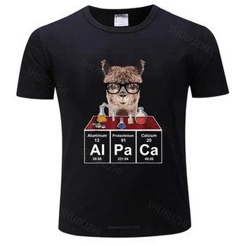 Нова тениска на черни потници за мъже, модни тениска Love Alpaca подарък, е страхотна периодичната таблица Алпака, лятна тениска плюс размер