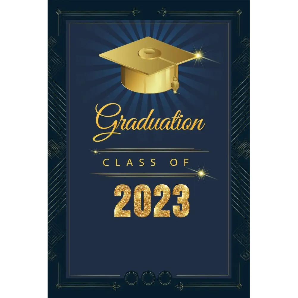 Бала 2023 г., фон за снимки, червен фон, златна блестящ балон, шапки за бакалавър, Украса за партита, Банер