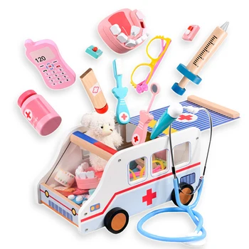 Комплекти д-р за деца, дървени Играчки комплект за ролева игра, която симулира стетоскоп, медицински Игри за медицински сестри, медицински играчка За момичета