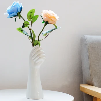 Керамична ваза в скандинавски стил, Златна ръчно ваза за Цветя, модерен домашен офис, креативна договореност, украшение за хол