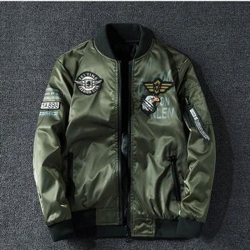 Бомбер s, мъжко палто, Нова ветровка, военна мотоциклетът яке с бродерия, пролет-есен, корейската мода деним яке