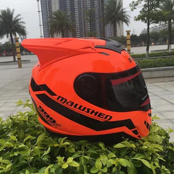 Мотоциклет шлем оранжев Цвят, офроуд каска, Каско, Професионална състезателна шапка, оригинална каска марка MALUSHEN, Полнолицевый каска