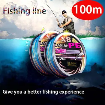 100 м/1 ролка 8-нитевой многоцветни пластмасови артикули за риболов на далечни разстояния заброса Риболовен въжето на совалка