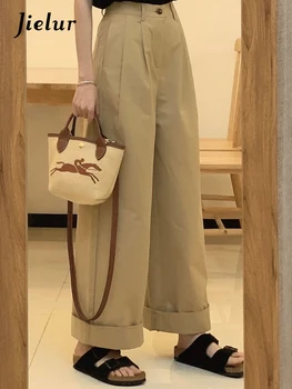 Jielur, летни хакове, прав дамски панталон-карго с висока талия, тънки Свободни маншет, ежедневни офис женски обикновена широки панталони