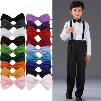 Лот, детски папийонка за момичета и момчета, предварително навързани сватбен папийонка, монофонични вратовръзка