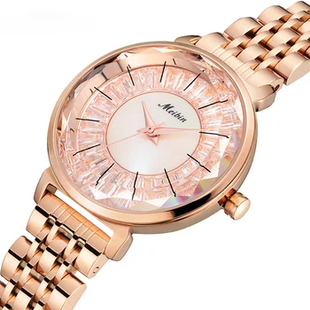 Модни Луксозни дизайнерски кварцов дамски часовник, верижка от неръждаема стомана, с Розово Злато, водоустойчиви дамски часовници M1590