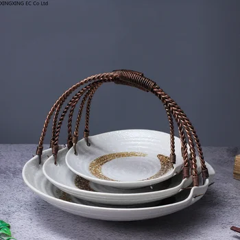 Креативна 10,5-инчов преносим плоски съдове за Домакински плодови чиния Кръгла обикновен поднос Кухненски прибори Чинии и чаши