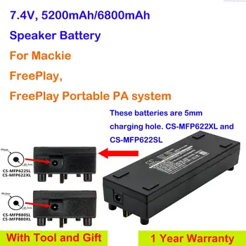Батерия GreenBattery 5200 mah/6800 mah за Mackie Фрийплей, преносима система между играта, Моля, обърнете внимание на размера на зарядно дупки
