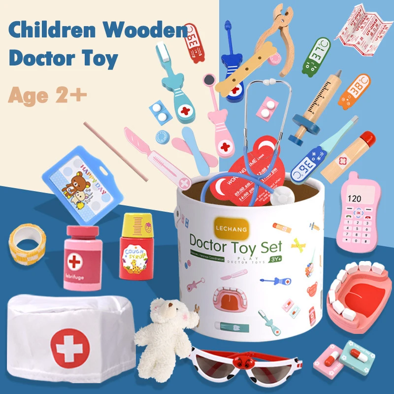 Комплекти д-р за деца, дървени Играчки комплект за ролева игра, която симулира стетоскоп, медицински Игри за медицински сестри, медицински играчка За момичета