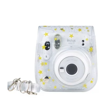 Калъф за фотоапарати, PVC, прозрачни блестящи звезди за Fujifilm Instax Mini 11 9, чанта за фотоапарат миг печат, чанта за през рамо, на защитно покритие, калъф