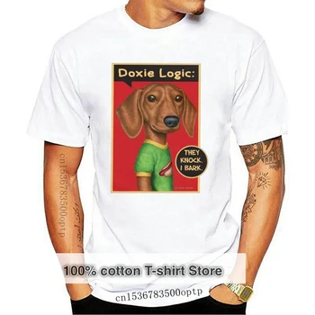 Нова Забавна Тениска с Такса за Мъже, Тениска от 100% памук, Тениски за Собственици на Кучета, през Цялата Деколте, Къс ръкав, Модна Тениска с Графичен Дизайн, Мърч-Плат