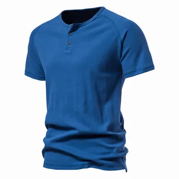 Памучен мъжки тениски с V-образно деколте, с модерен дизайн, приталенные тениски Soild, мъжки блузи, тениски, тениски с къс ръкав за мъже