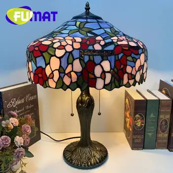 Настолна лампа ФУМАТ Тифани витражное кристал, ръчно изработени ремесленная атмосфера на изискан Малко цвете дневна спалня лампа