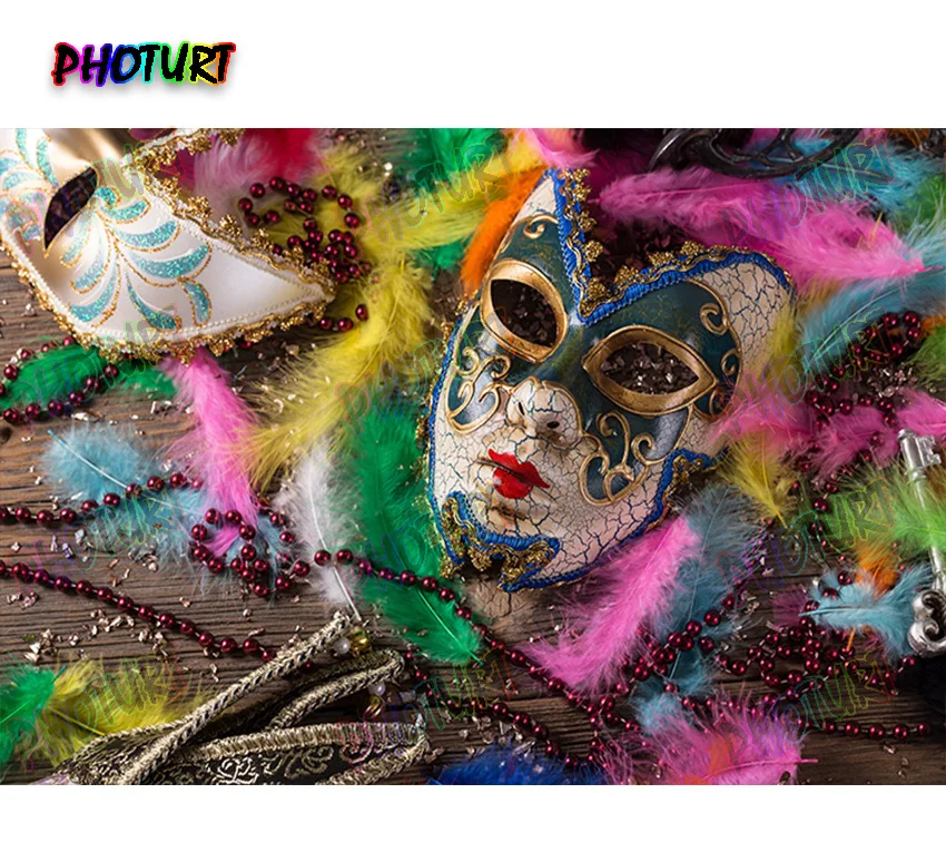 Фон за фотосесия на Марди Грас, танци и маска, за да проверите за карнавал, селското стопанство, партита, лилав фон за снимки, декорация за събития, подпори