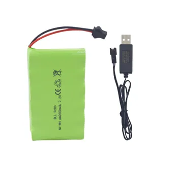 7,2 По 2800 mah AA Акумулаторна Батерия с вход SM-2P + USB кабел за Зареждане Радиоуправляемого багер Huina 1550 550, Радиоуправляемая Играчка батерия TR-211