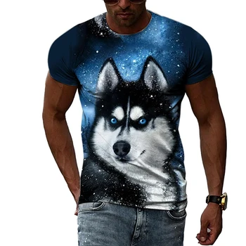 Летни модни мъжки тениски с изображение на животното и вълци, ежедневни тениски с 3D принтом, хип-хоп Harajuku, индивидуалност, през цялата деколте, къс ръкав, Новост