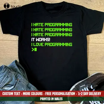 Тениска I Hate Programming - Забавен подарък за Най-добър уеб програмист за PC, Кодиращи код Love, Унисекс, Дамски, мъжки t-shirt