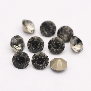 Черен брилянт цвят, с високо качество стъклени кристали, кръгла форма кристални суспензии за нокти, планински кристал, 3D декорация за нокти с ръцете си