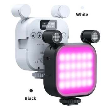RGB Video Светлини Мини Led Подсветка Камера с Микрофон MIC Led Panel Lamp Фото Видео Осветление за Директно Излъчване Youtube TikTok