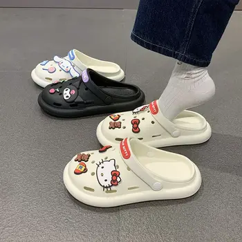 Нови Кавайные Чехли Sanrio Hello Kitty Kuromi Cinnamoroll Подметка Летни Eva Двойки За Баня С Картина на Картун устойчива на плъзгане Обувки