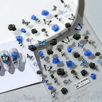 3D Стикери за нокти с цветя модел на Пеперуда, Аксесоари за дизайн на ноктите 