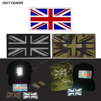 IR Знамена на Обединеното Кралство Ивици Инфрачервена Светоотражающая нашивка Тактически военни ленти PVC, Светещи В тъмното британски икони на знамена