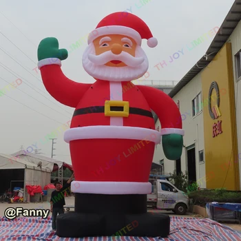 Новата 6-метров Дядо Коледа, машущий ръка, Коледна украса, надуваем Дядо Коледа, голям декор за парти на открито, Вградени led светлини, Нова година