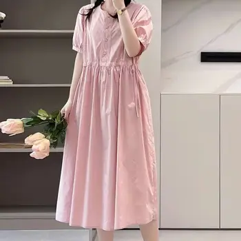 Дамски рокли големи размери Mori момиче Japan, ежедневното розово дантелено памучно лятна рокля в стил мозайка, корея, дамски дрехи y2k