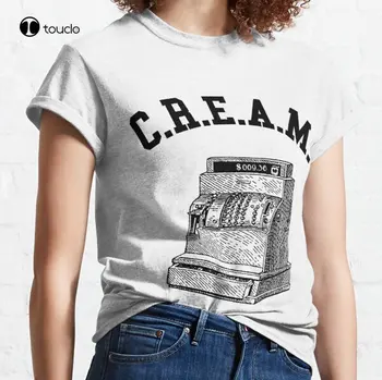 Тениска Cream Team - Cash Rules Everything Around Me Класическа тениска На поръчка Aldult Тийнейджърката Тениска Унисекс С дигитален печат Xs-5Xl