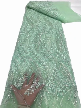 Новата тъкан, с аппликацией под формата на триизмерни листата на дървото, изискан тубичка от мъниста, пайети, модерно сватбена рокля, плат 