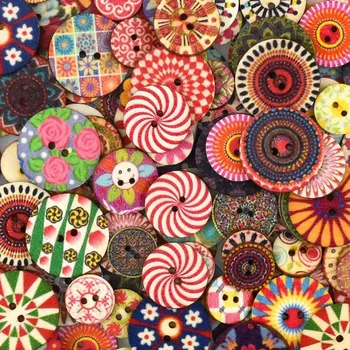 600 бр. разноцветни кръгли дървени копчета, копчета за бродерия с 2 дупки за художествено плетиво, шиене, украса със собствените си ръце