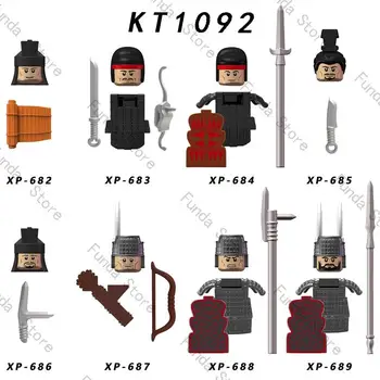 Koruit Империя на династията Хан, фигурки на войници от Древна война, Аксесоари, Шлем, броня, Строителни блокчета, Играчки за детски подарък KT1092