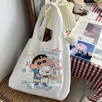 Crayon Shin-chan Kawaii Нова скъпа холщовая чанта с изображение на анимационни герой, дамска Чанта, чанта на едно рамо, студентски клас, загруженная книга, холщовая чанта