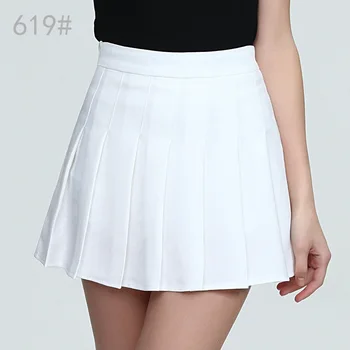 2023 Пролетно-лятна бяла плиссированная пола с висока талия в елегантен стил, студентски тенис пола, мини-къса пола за жените