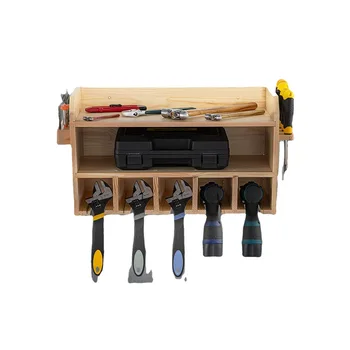 Дървени рафтове за съхранение на инструменти за монтиране на Стена за тренировки, с монтиран на стената рафтове за съхранение на безжични инструменти Рафтове за съхранение на оборудване Дървени рафтове