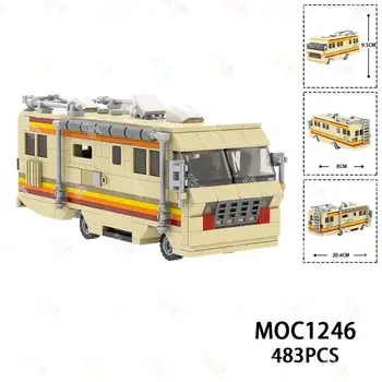 483 бр. модел на градското превозно средство за отдих, строителни блокове, подвижната база за филм, монтаж на колата MOC, тухли, Играчки за деца, Подаръци MOC1246