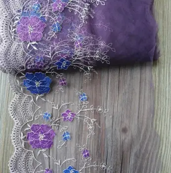 1 ярд лилав цвят с Ширина 21 см, бродерия във формата на цвете, лейси лента, на финала за дивана, Декорация за пердета, апликация за костюми