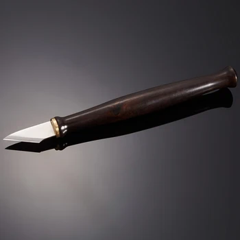 Нож за рязане на кожа БОУЕН ръчно изработени M390 от прахова стомана, устойчив на абразия, супер остър режещ инструмент с дръжка от палисандрово дърво