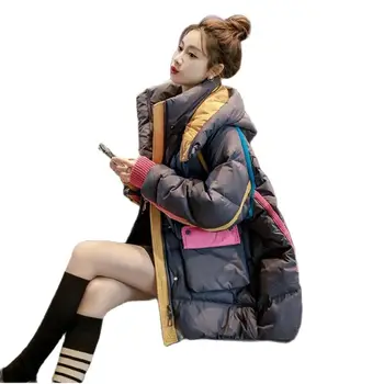 Дамско палто с памучна подплата, със средна дължина, Топъл и Дебел Пуховик, Свободна Парк, Върхове с памучна подплата, Дамски дрехи, Зима