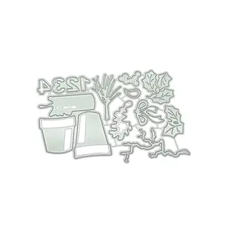 K3NA Растение в саксия САМ метални режещи удари Шаблони за scrapbooking за албума Печат Хартиена картичка Занаяти декор