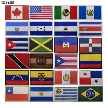 Нашивка с бродерия Хартата на страни от Латинска Америка, Бразилия, Канада, Чили, Мексико и Карибските острови, Апликации за банери, баджове с куки и вериги