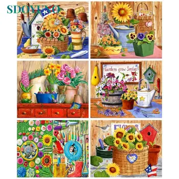 SDOYUNO САМ Снимките по номера Комплекти цветове Ръчно рисувани картини Художествена рисуване по номера Рисуване Върху платно, Подарък за дома