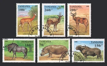 6 бр./компл. Пощенски марки Танзания 1995 г. с надпис 
