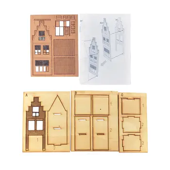 1/87 колекция от модели на сгради 3D Дървени изделия, ръчно изработени Къща за декори Пейзаж Железопътни природа Строителни Материали Маса от пясък
