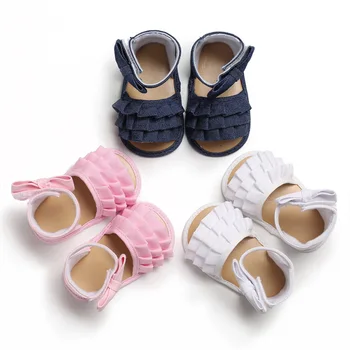Детски Сандали принцеси за момичета 0-12 месеца, маратонки, детска мека подметка, бебешко кошче (безплатно), обувки за бебета, бяло, синьо, розово, цветя лък, Топла разпродажба