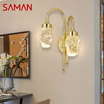 Модерен стенен лампа SAMAN, кристално стенни лампи, led, с монтиран на стената лампа за помещения, златни Луксозни Бижута За Спални, Хол, Офис
