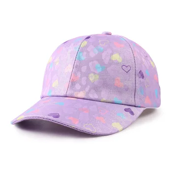 Детска бейзболна шапка за момичета, пролетно детска шапка от слънцето, сладки шапки със сърца, летни шапки с принтом за момичета, модни детски тенис шапка, регулируем