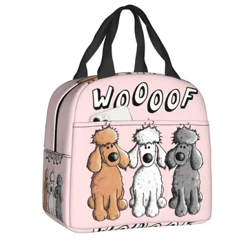 Утепленная чанта за обяд с кучето пуделями за жени, Cartoony Пудел, Многократно термоохладитель, Кутия за обяд, за деца, ученици